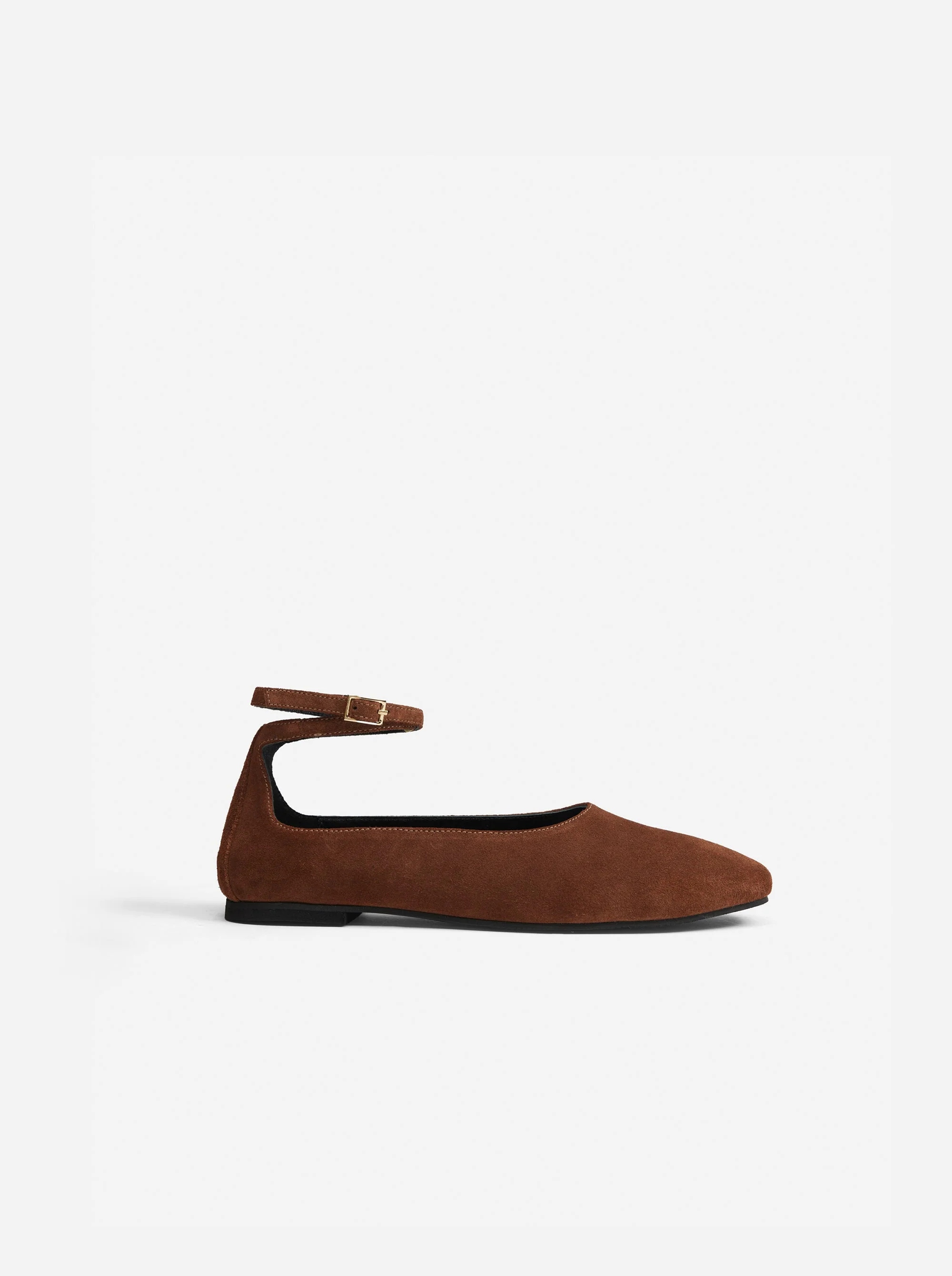 Manu Ballet Flats With Cross Over Ankle Strap Chocolate Suede
